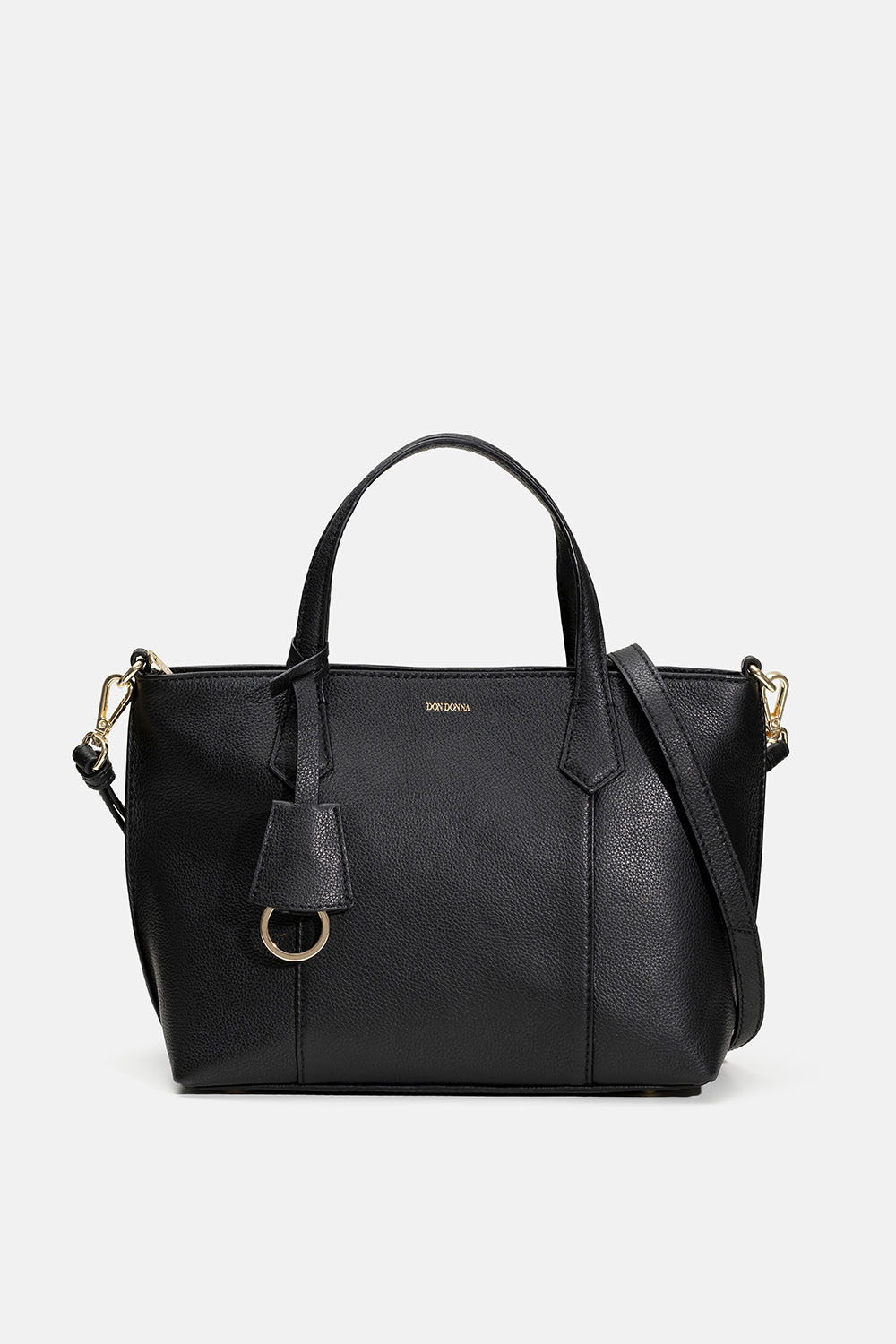 Liten, svart tøyveske i skinn