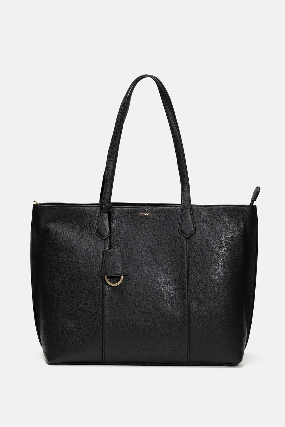 Stor, svart tøyveske i skinn