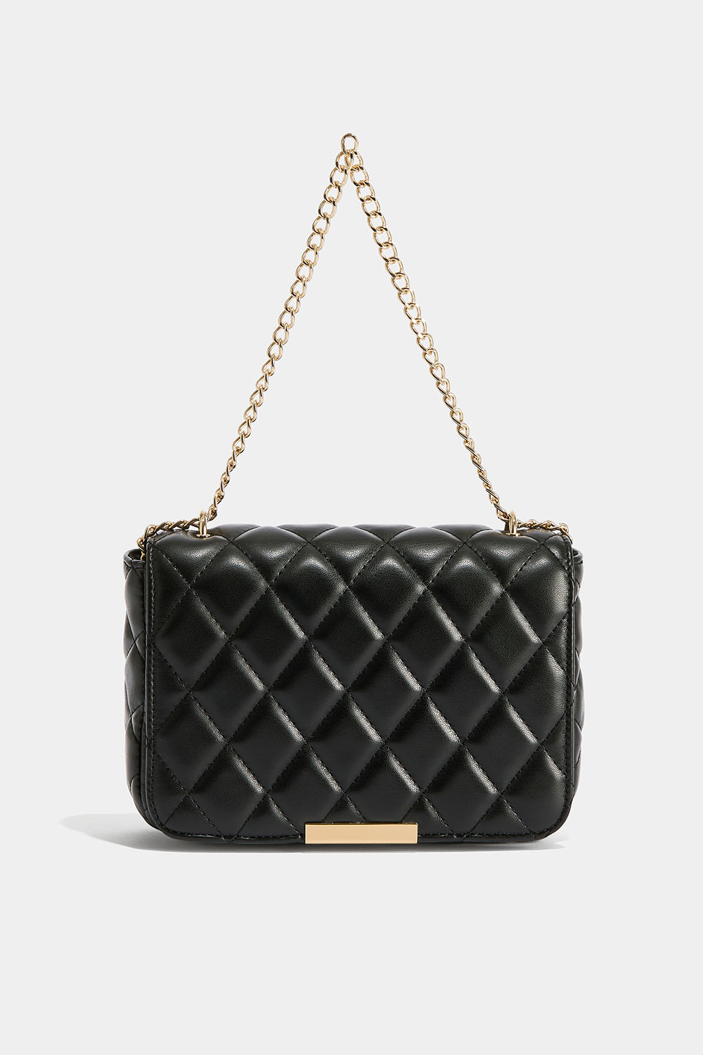 Firkantet, quiltet veske i svart