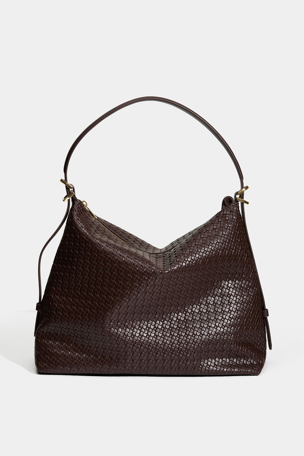 Brun hobo-veske med vevd tekstur