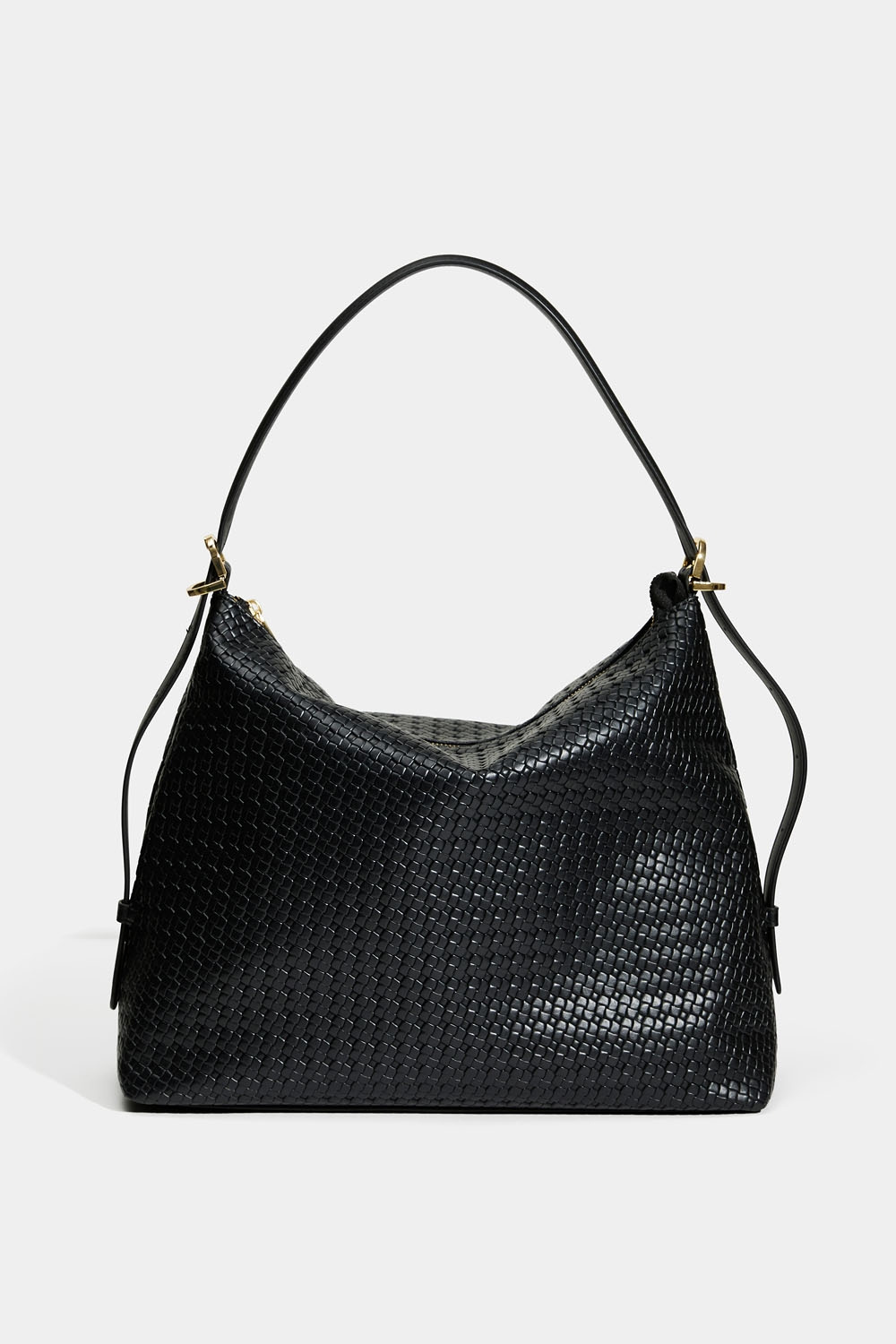 Sort hobo-veske med vevd tekstur