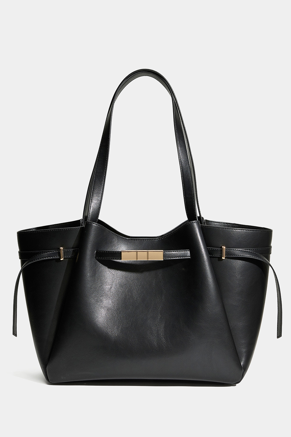 Sort handleveske med gulldetaljer