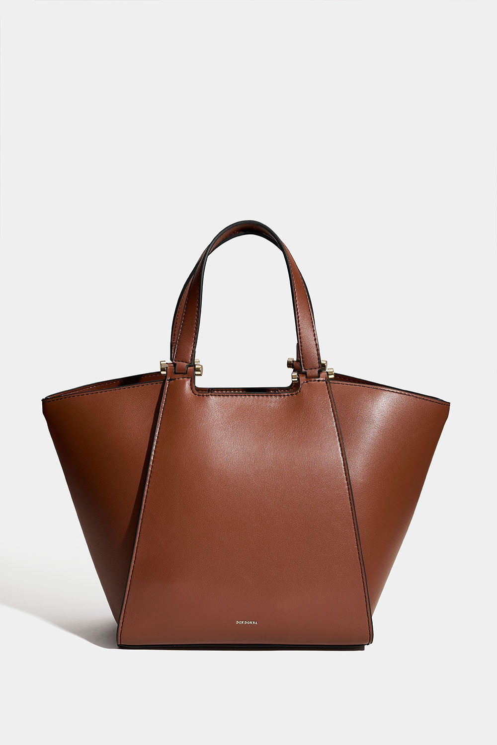 Liten brun tote bag med dobbelt skulderrem