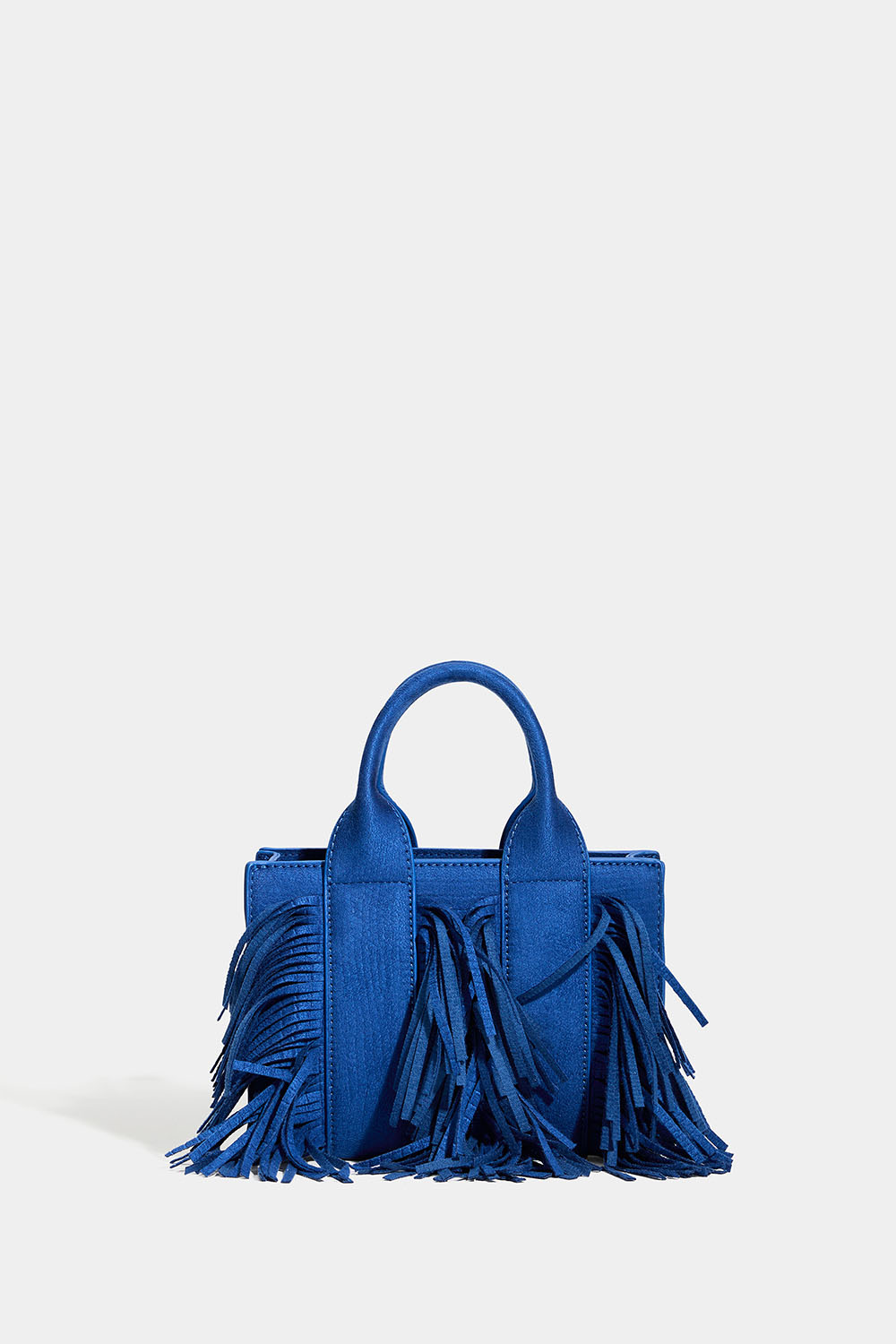 Liten blå veske med frynser