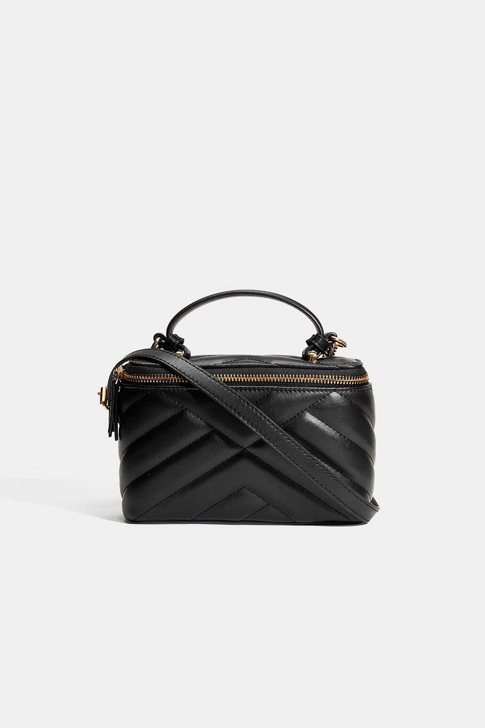 Svart crossbody-veske med quiltet design