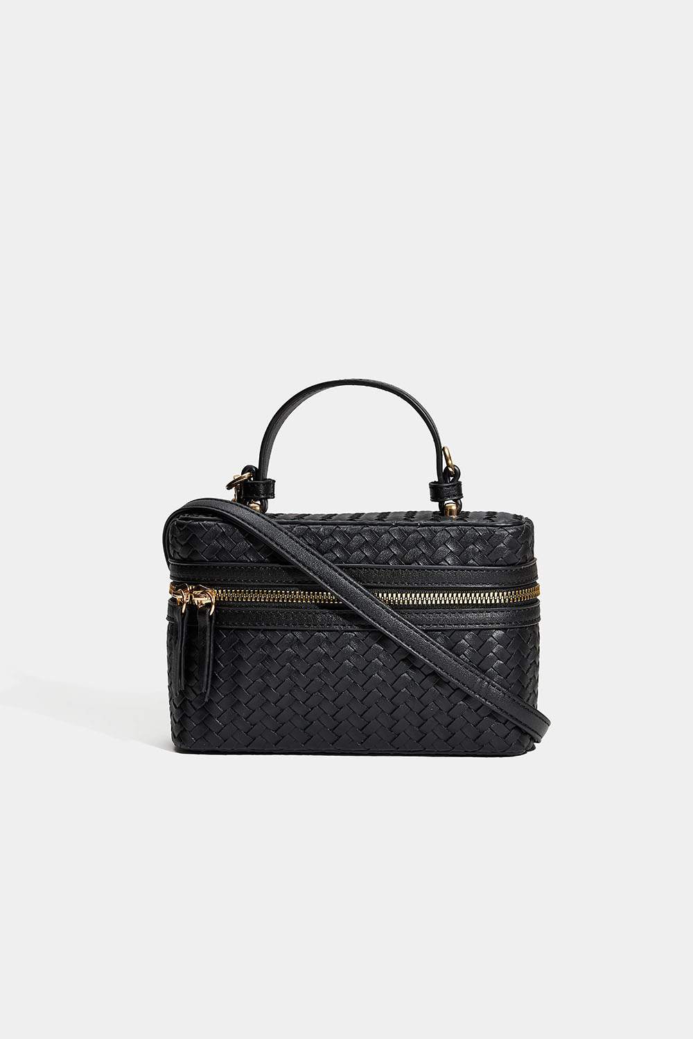 Svart crossbody-veske med flettet design