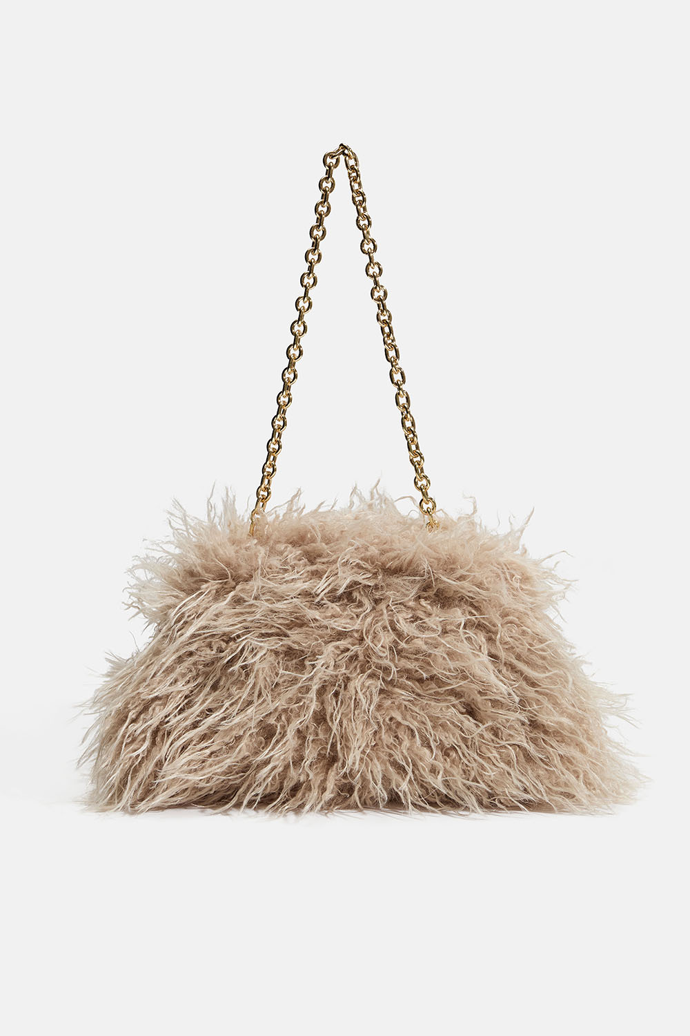 Beige clutch i myk fuskepels