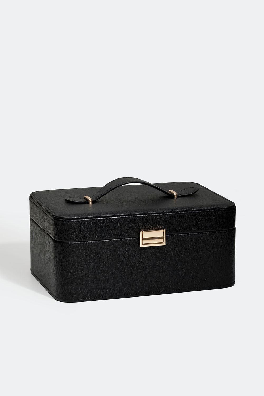 Svart smykkeskrin med håndtak