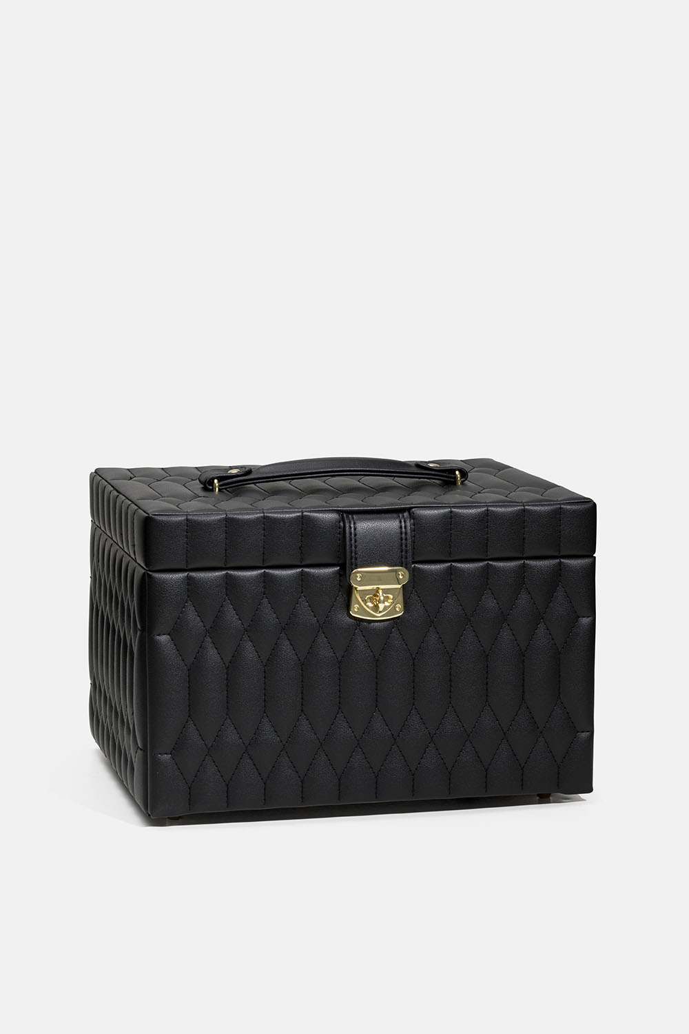 Stort smykkeskrin i svart med vattert overflate