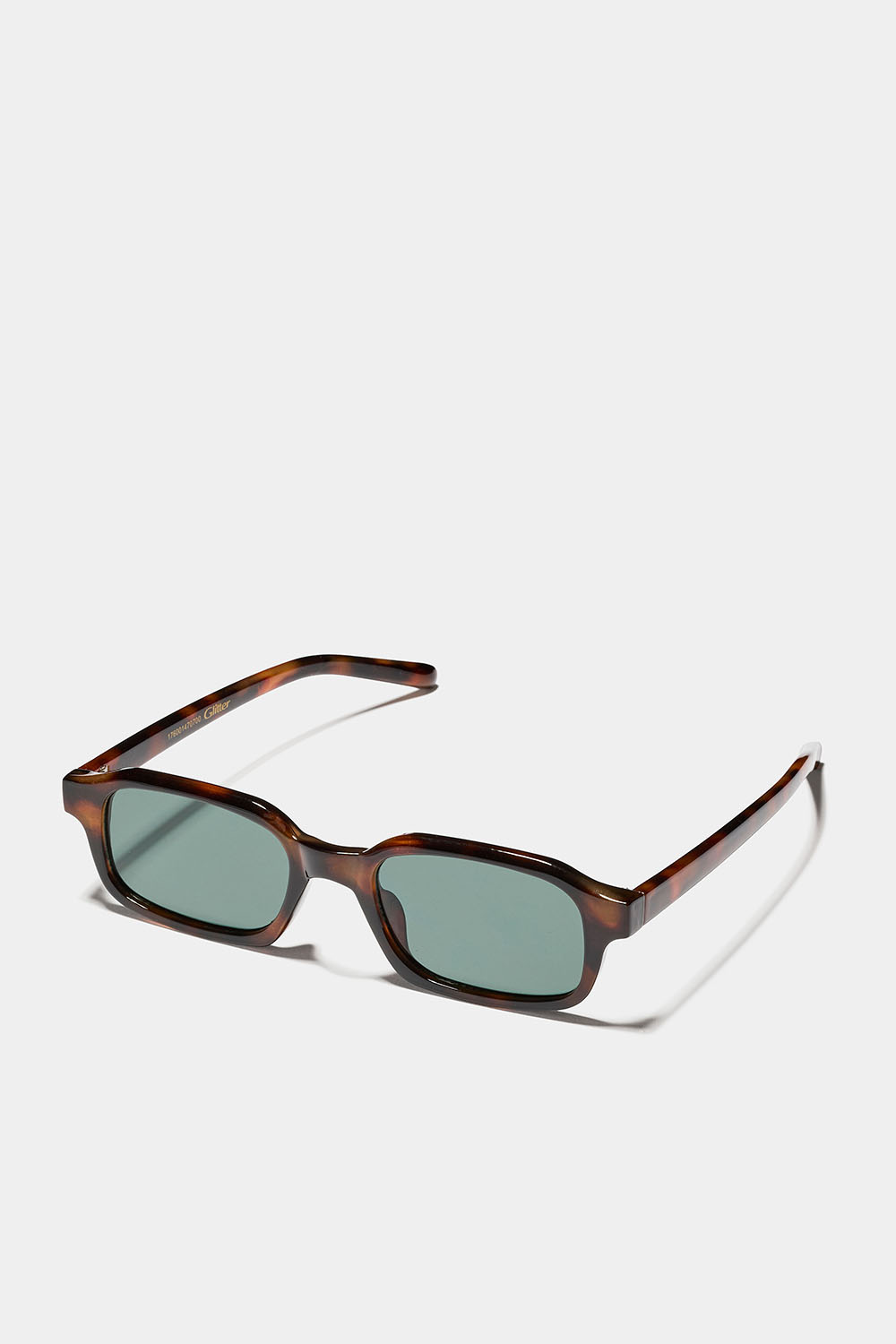 Brune, rektangulære solbriller med smale stenger