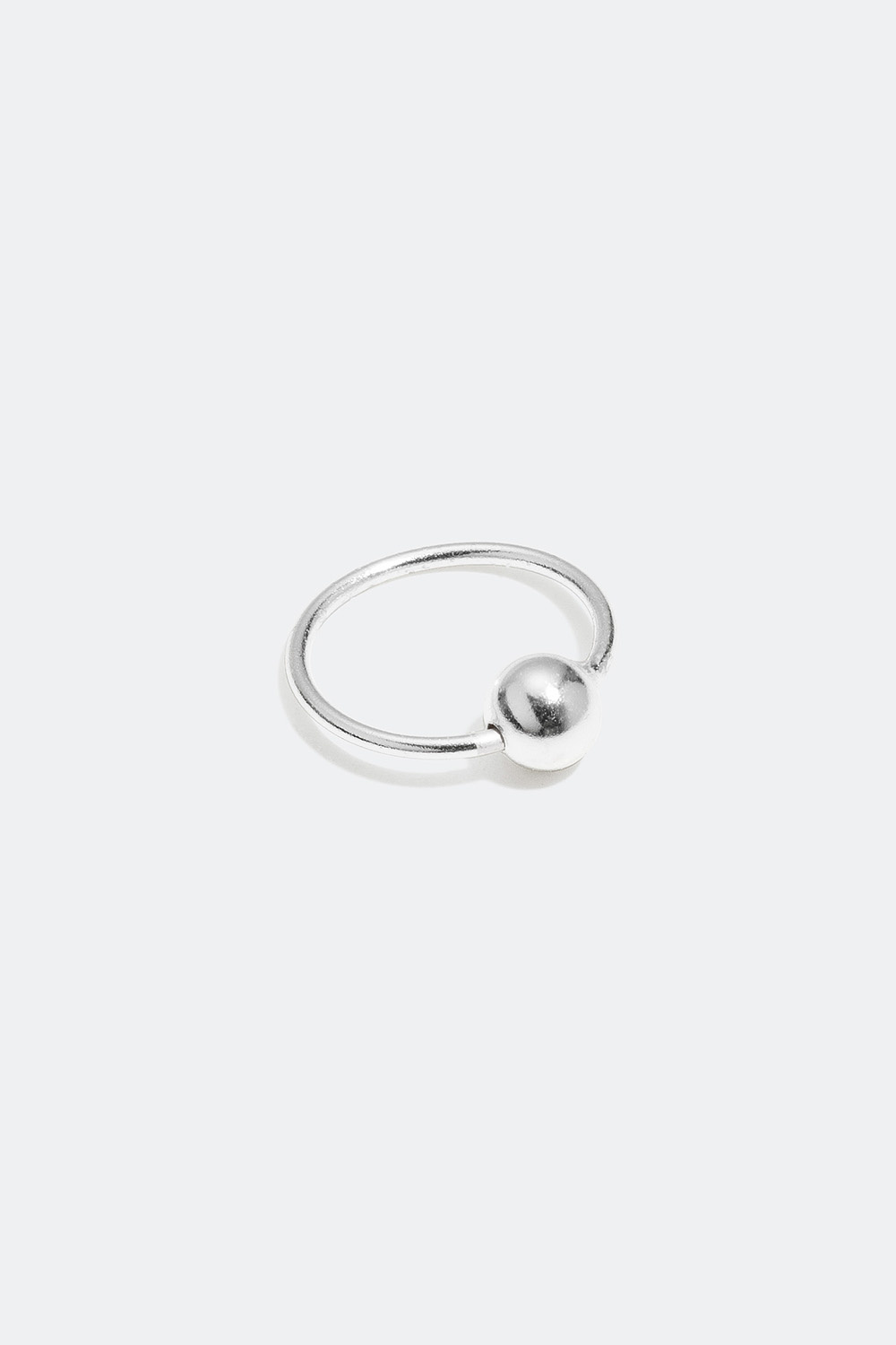 Nesepiercing i ekte sølv, ring med kule, 0,8 cm