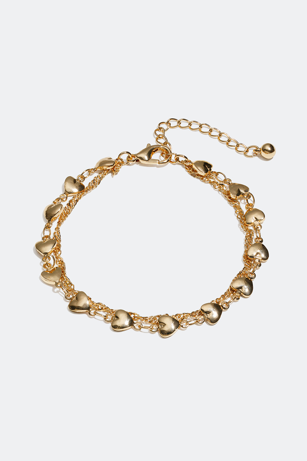 Gullfarget dobbelt armbånd med hjerte