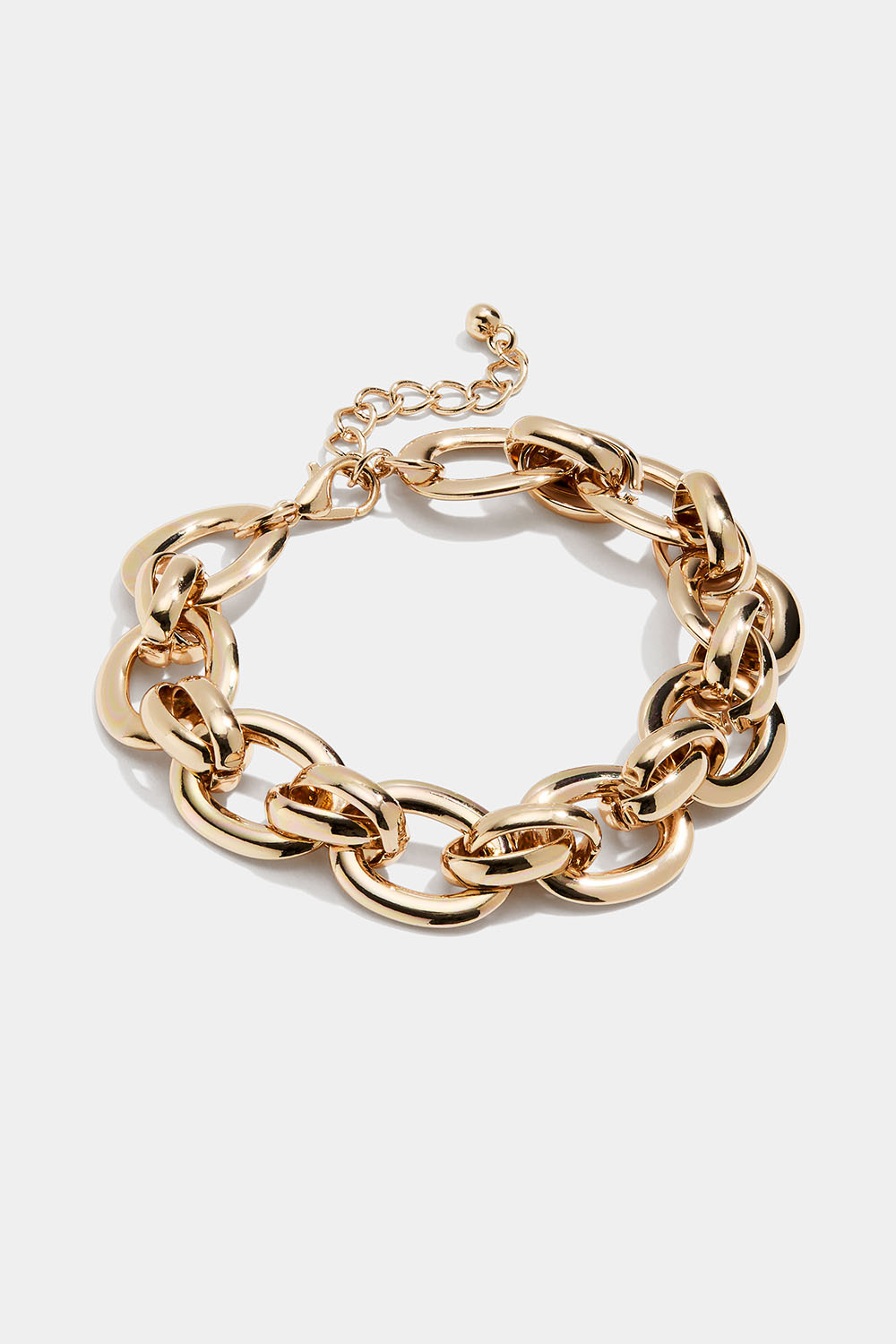 Kjedearmbånd med ovale, flate ledd, gullfarget
