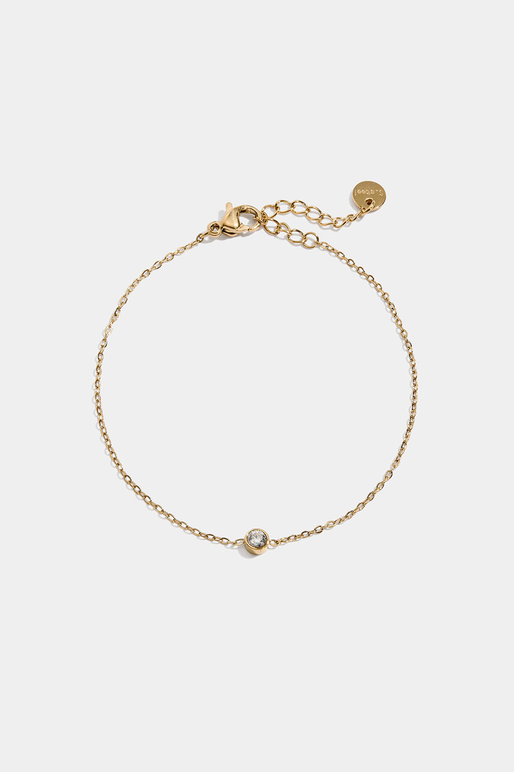 Kraftig kjedearmbånd i stål med 18k gull og en cubic zirkonia