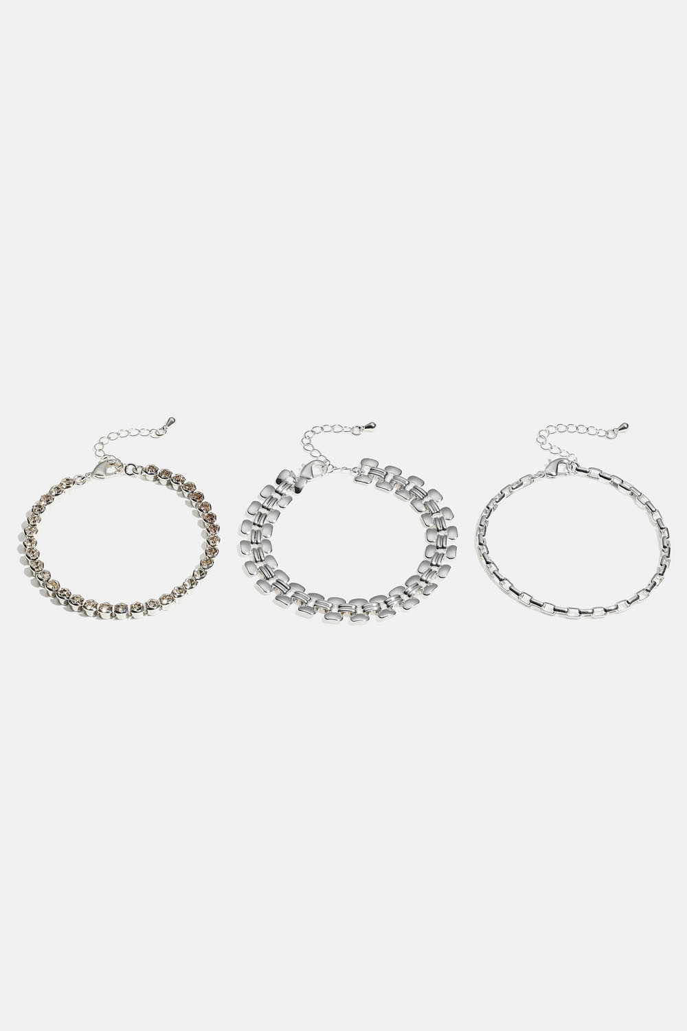 Kjedet armbånd med strass, 3-pakning