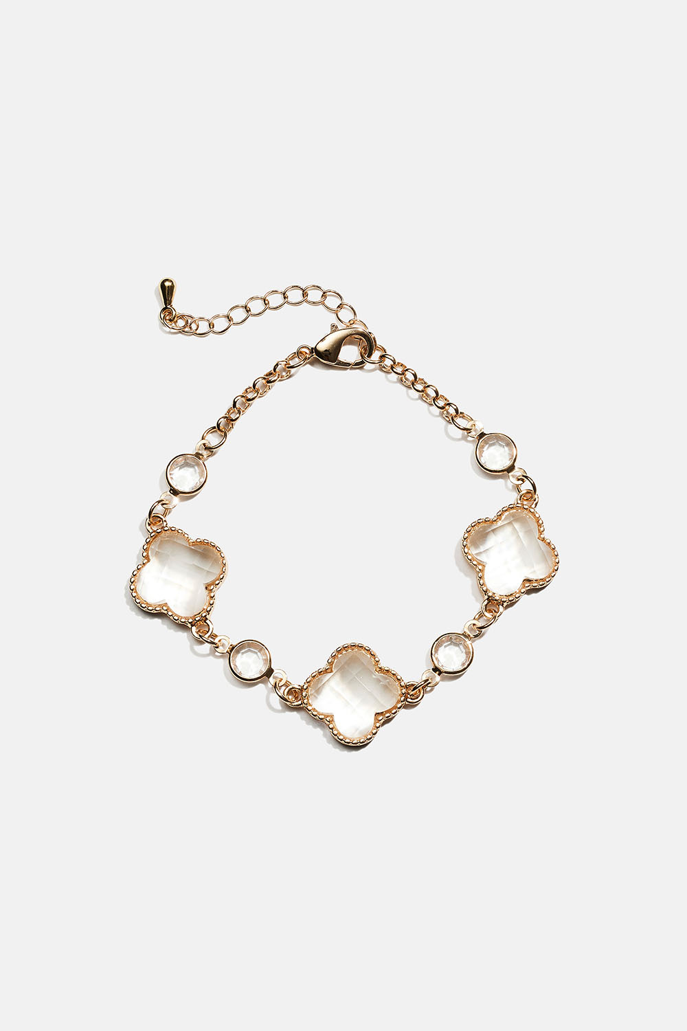 Armbånd med hvite glassblomster