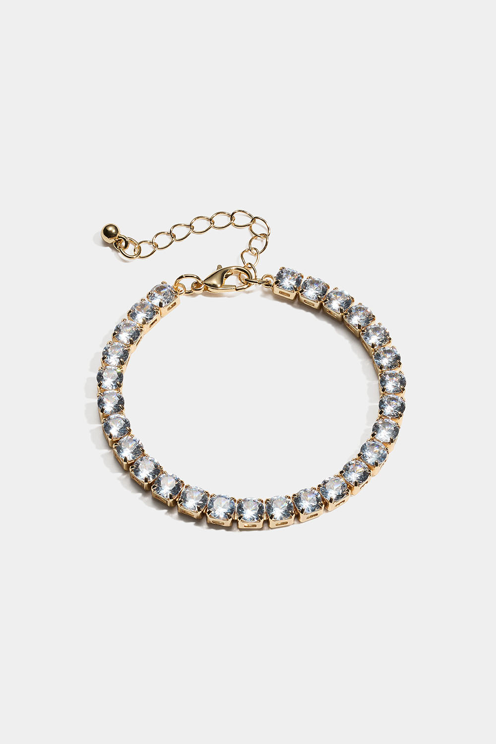Gullfarget armbånd med kvadratiske glassteiner
