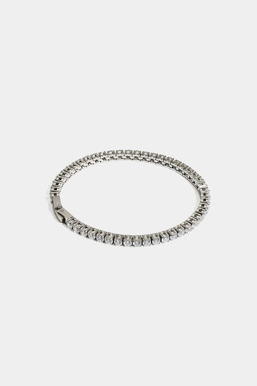 Bredt tennisarmbånd i stål med Cubic Zirconia