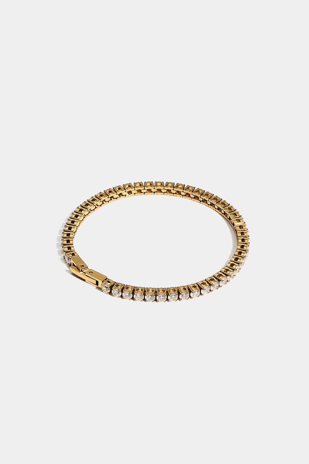 Bredt tennisarmbånd i 18 k gullbelagt stål med Cubc Zirconia