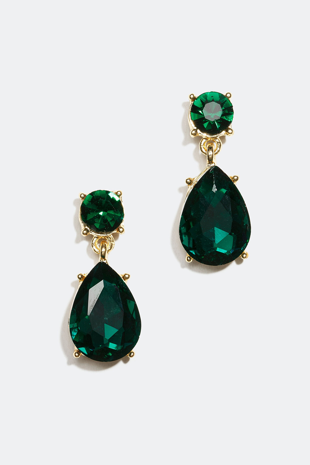 Grønne øredobber med dråpeformet anheng