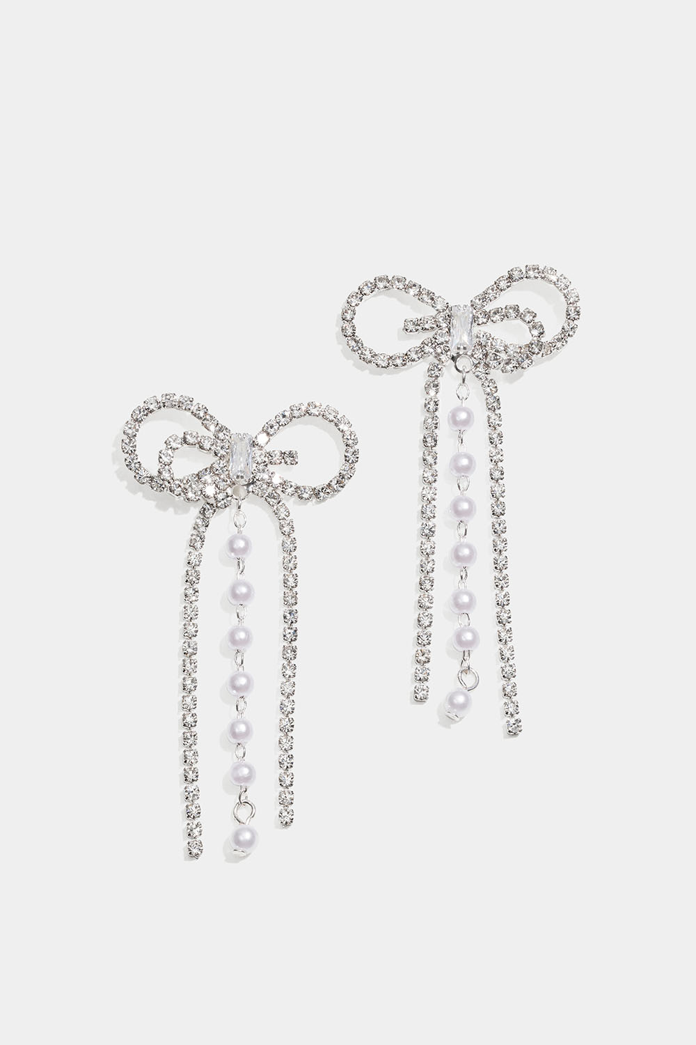 Sløyfeøredobber med strass og perler