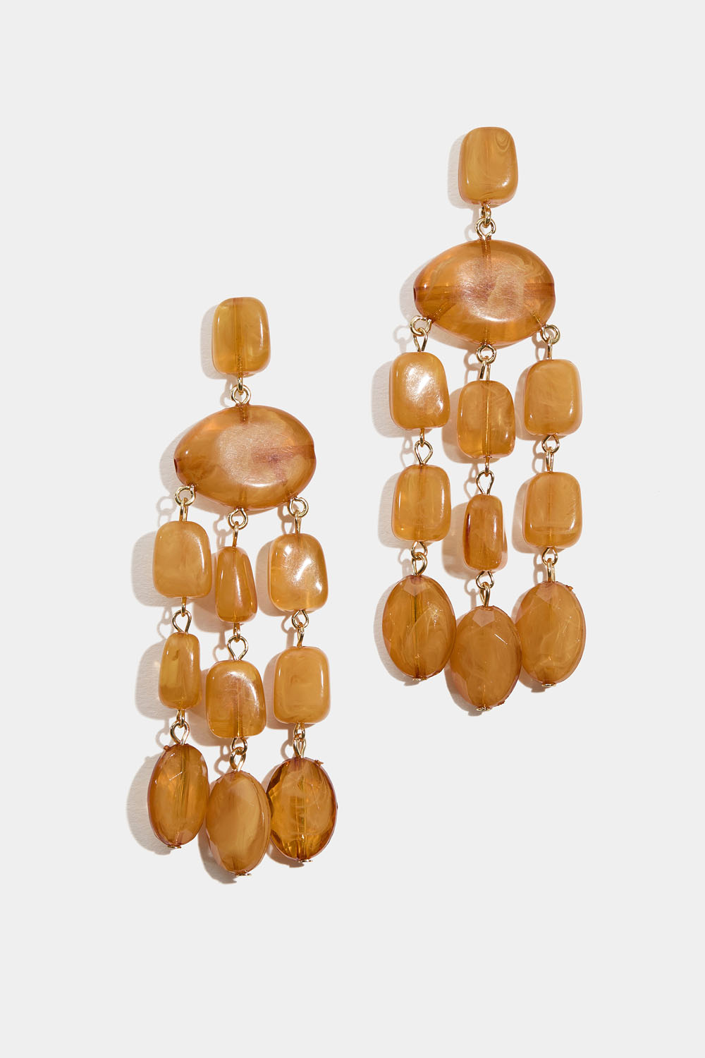 Øredobber med brun-oransje marmorerte perler