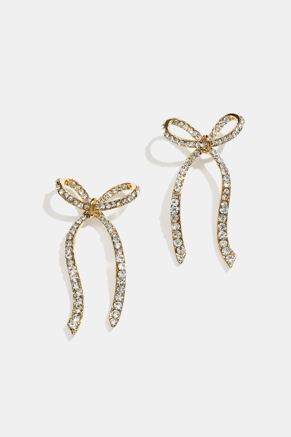 Gullfargede øredobber med strassløyfer