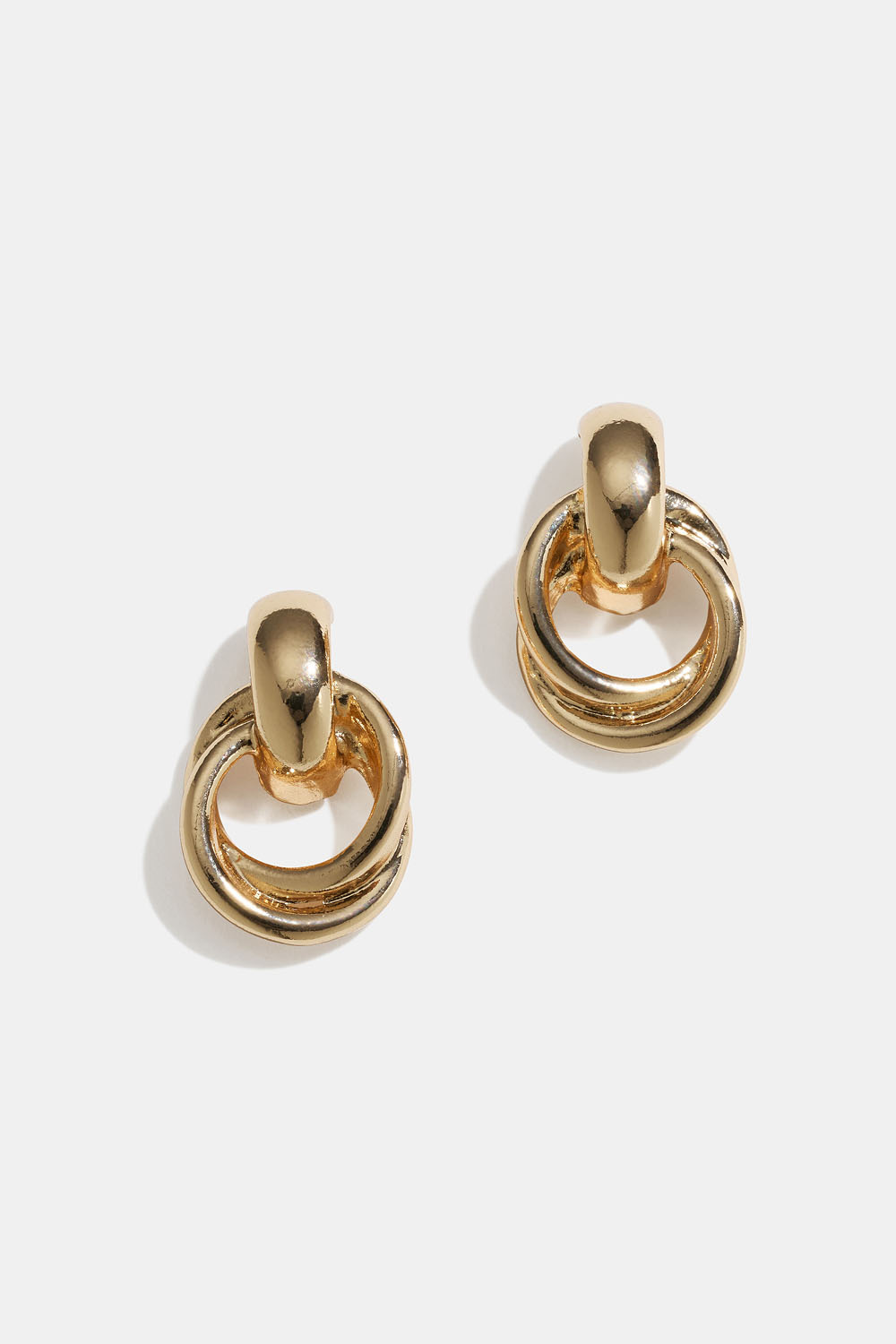 Gullfargede øredobber med doble ringer