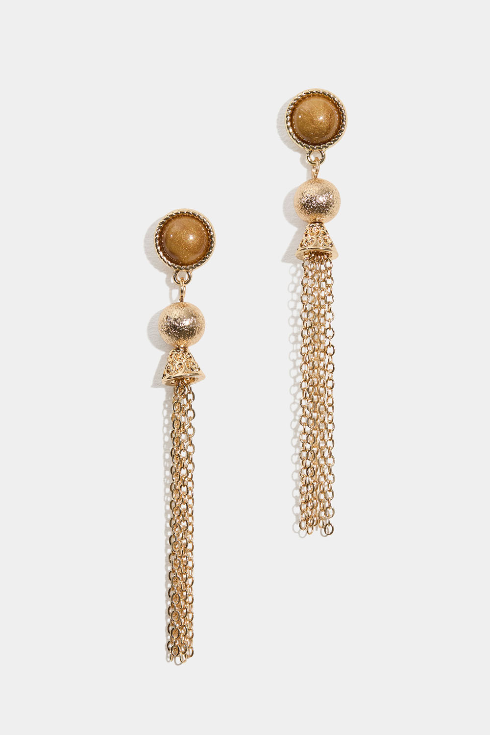 Øredobber med lysbrun perle