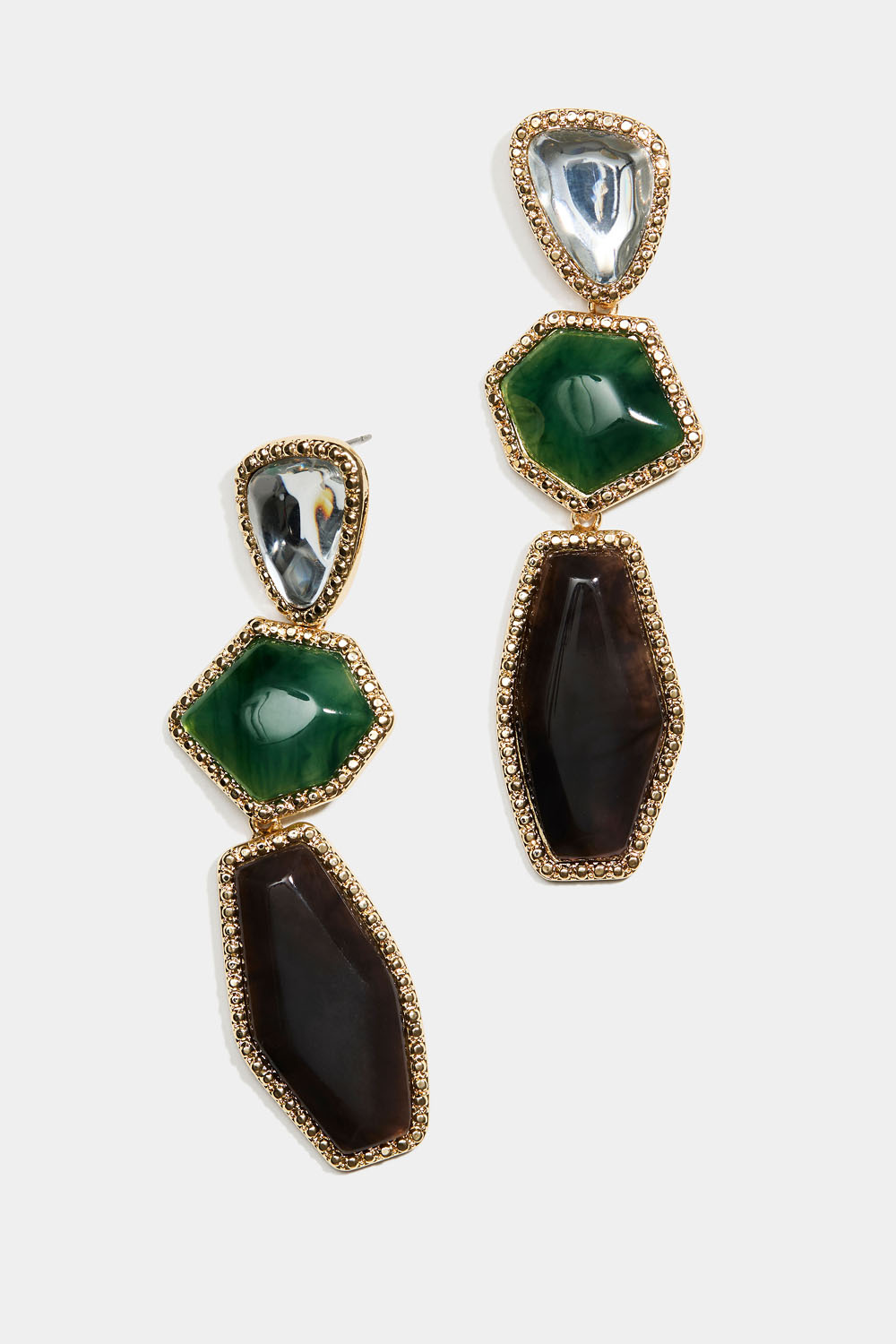 Store øredobber med hengende former