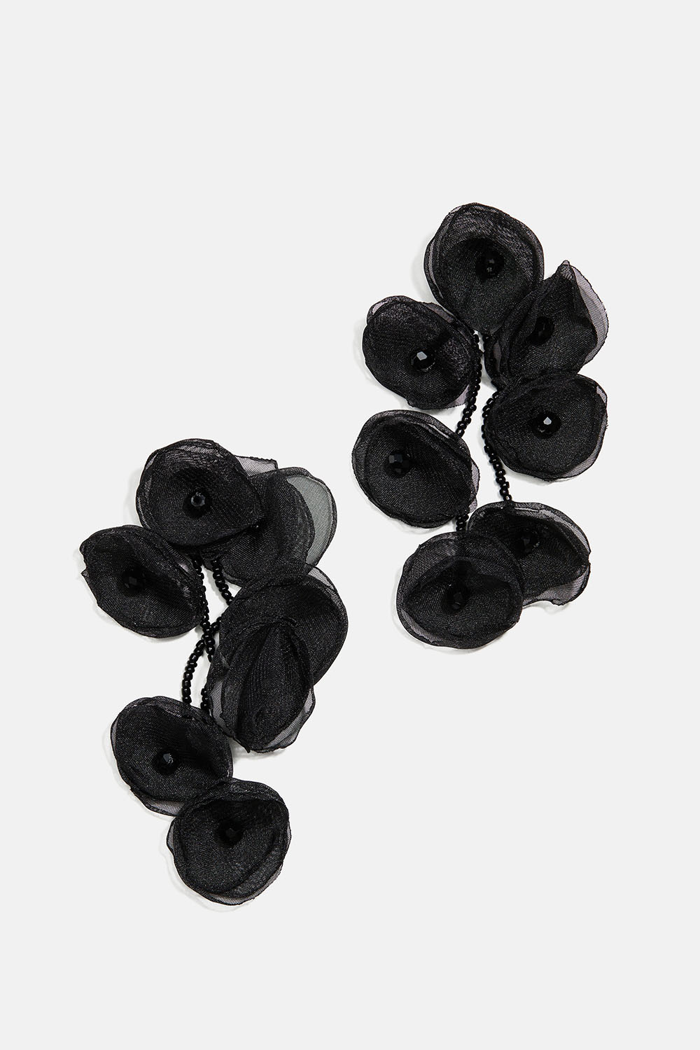 Øredobber med svarte tekstilblomster