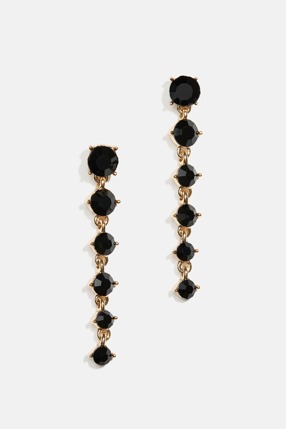 Øredobber med svarte runde glassteiner