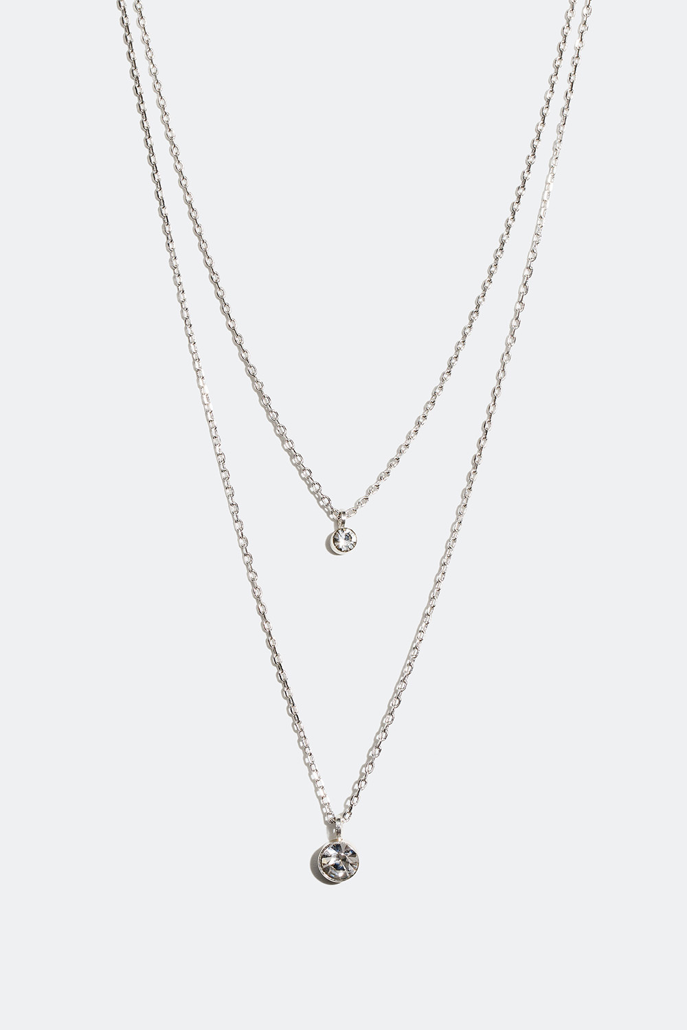 Dobbelt halskjede med to små glassteiner