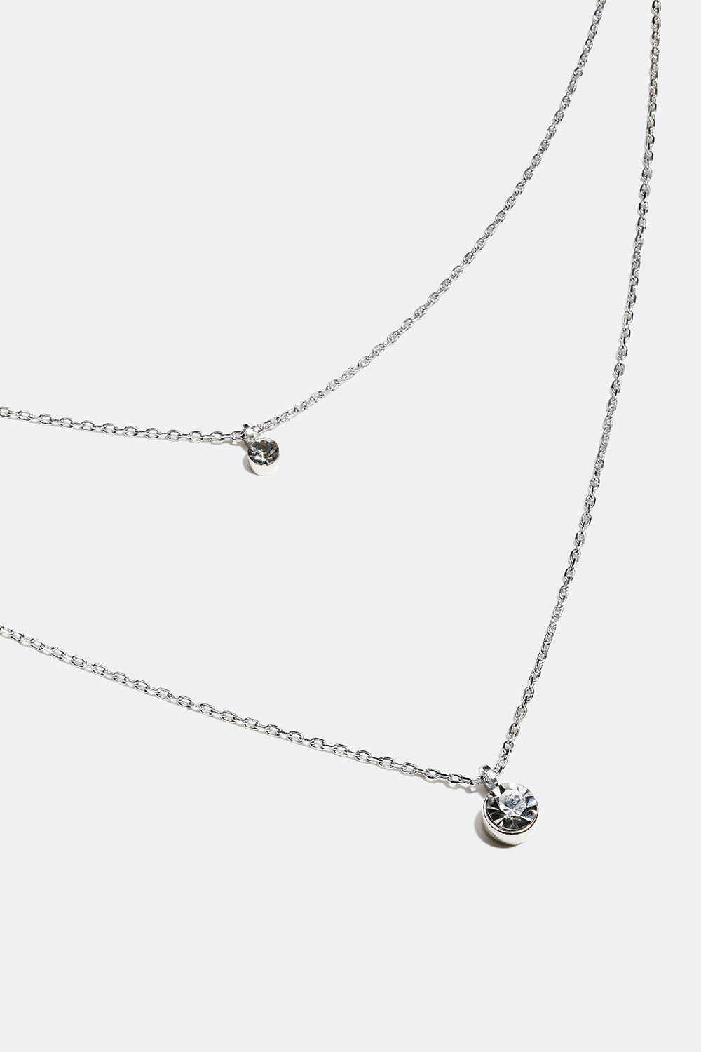 Dobbelt halskjede med to små glassteiner