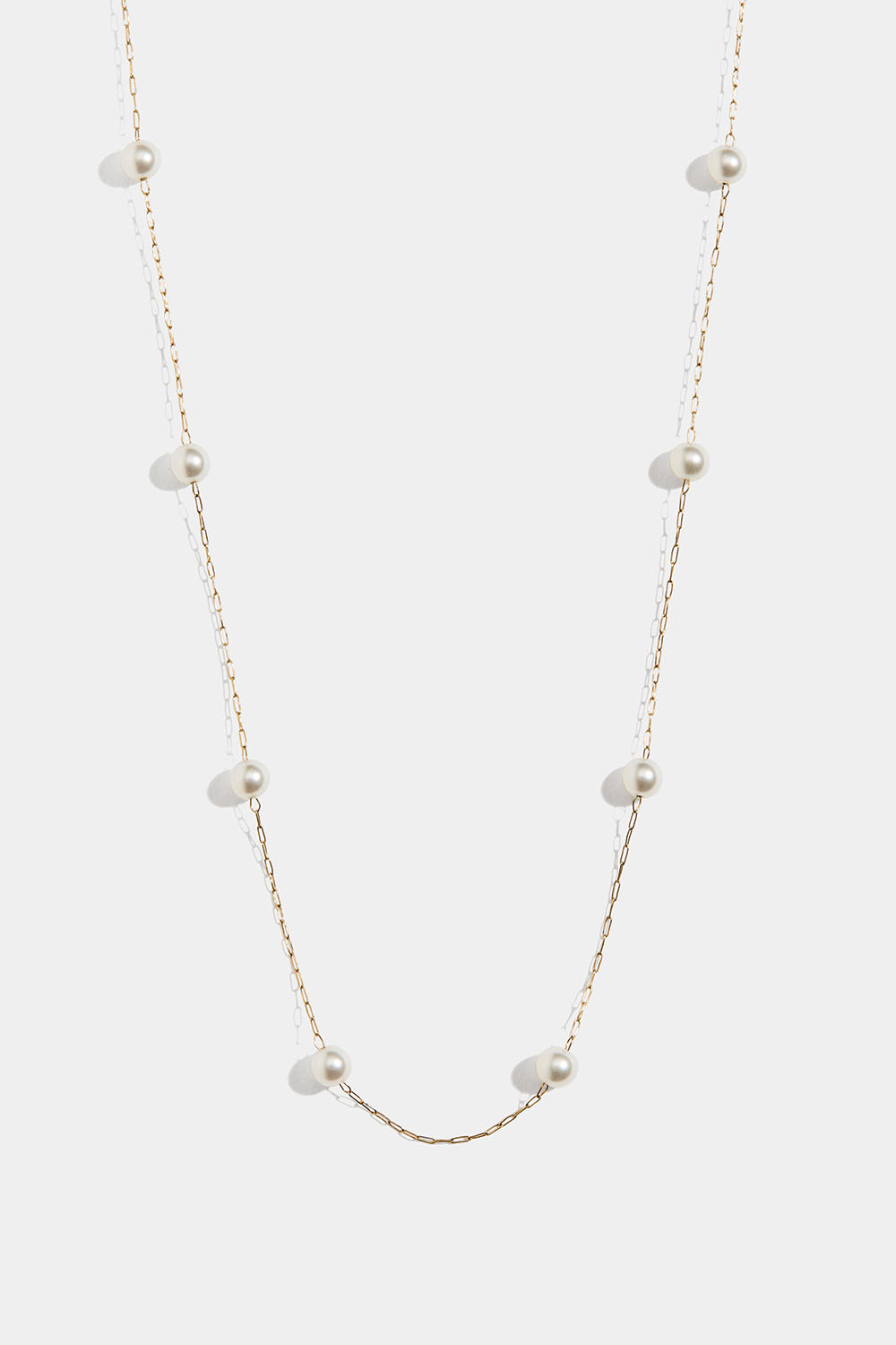 Tynt halskjede i stål med 18k gull og perler