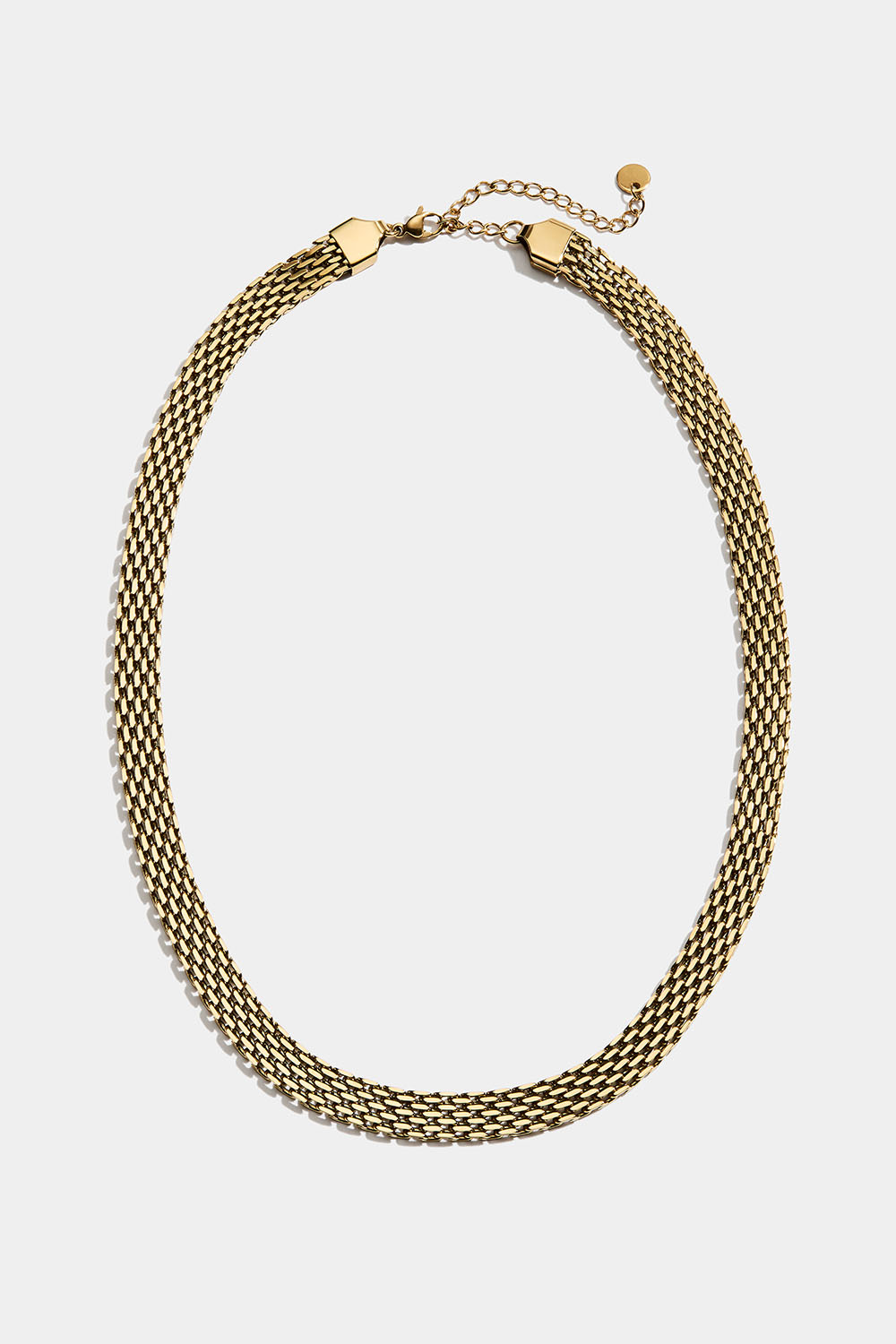 Flatt kjedehalskjede i stål med 18 karat gull.