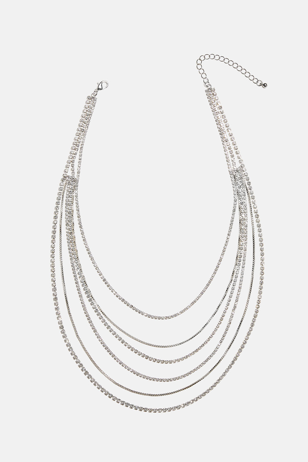 Halsbånd med flere lag, med kjeder og glassteiner