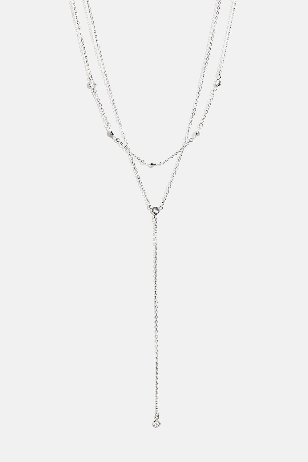 Dobbelt halsbånd med små runde glassteiner