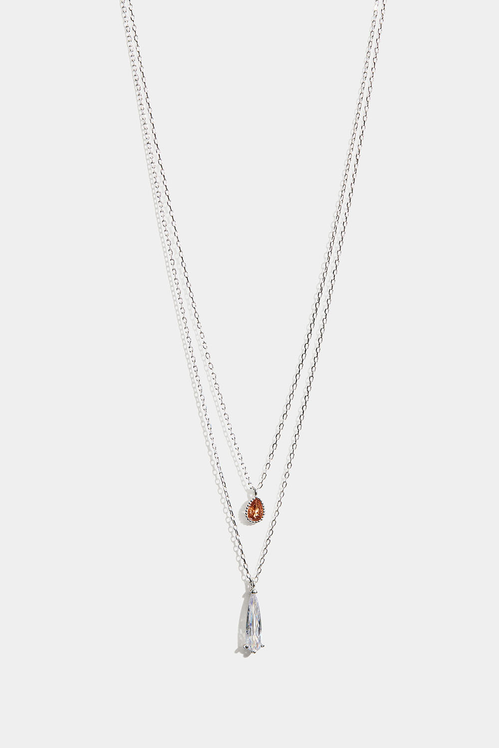 Dobbelt halskjede med dråpeformede anheng