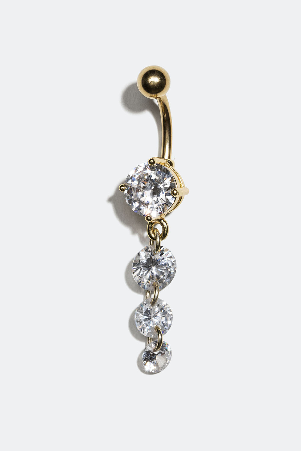 Navlepiercing med runde Cubic Zirconia-steiner