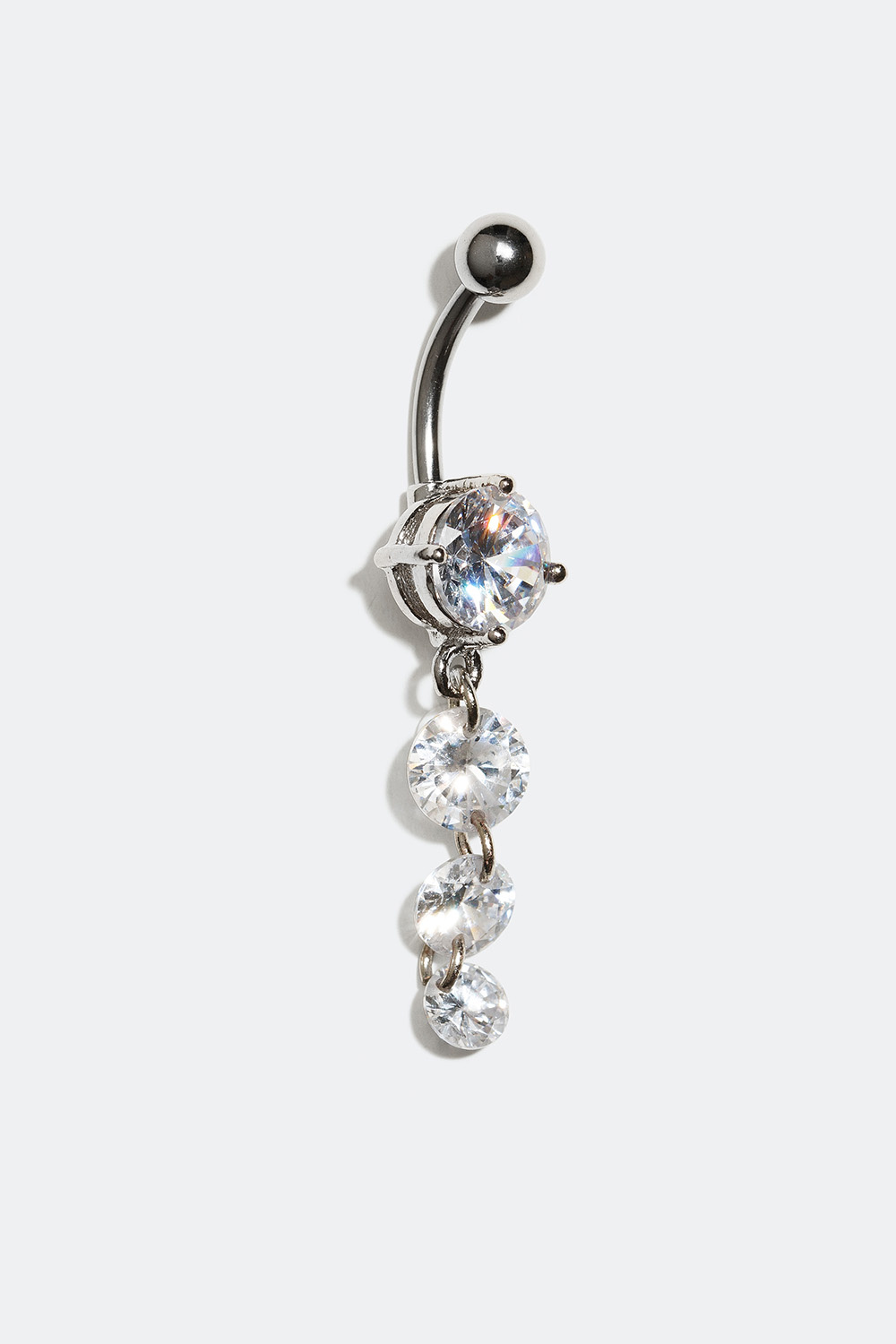 Navlepiercing med runde Cubic Zirconia-steiner