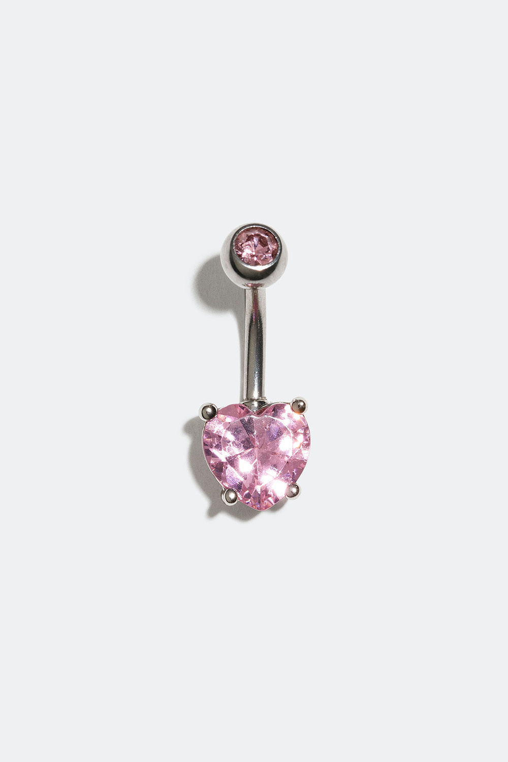 Navlepiercing med rosa hjerte i Cubic Zirconia