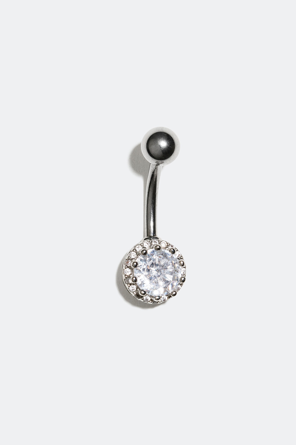 Navlepiercing med rund Cubic Zirconia-stein
