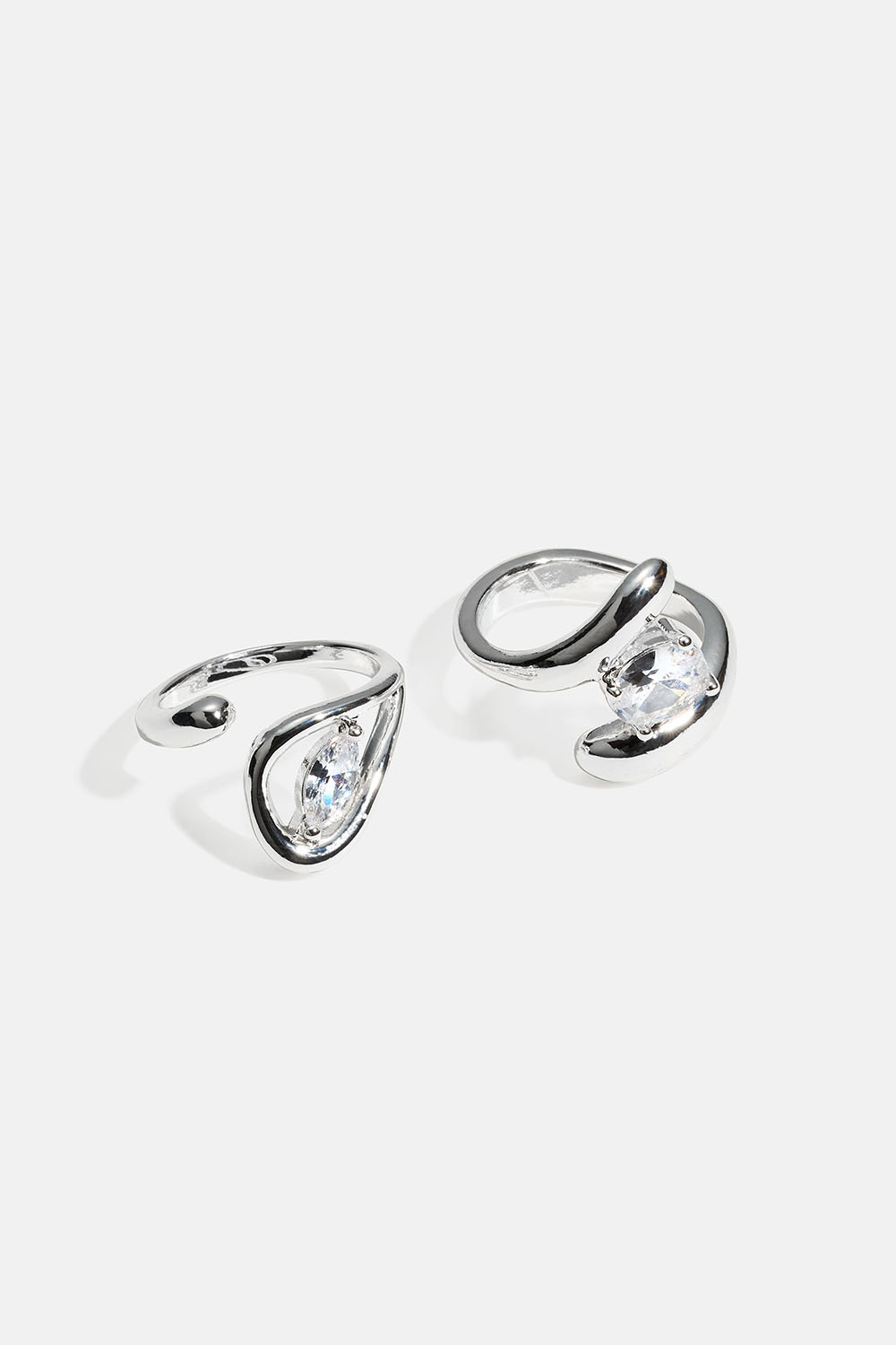 Ringer med glassteiner og omlottdesign, 2-pakning