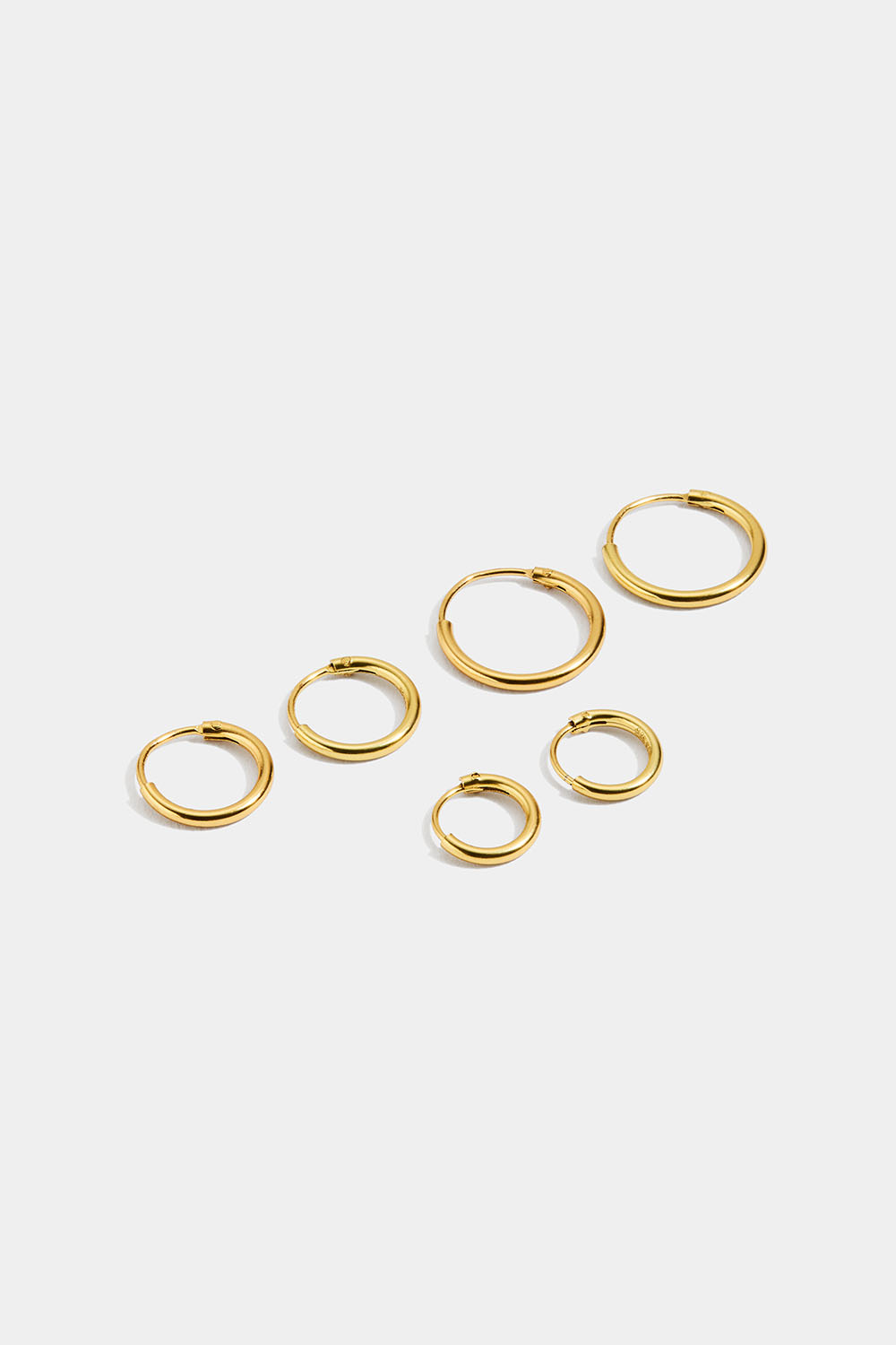 Øreringer forgylt med 18K gull, 3-pakning, 1 cm