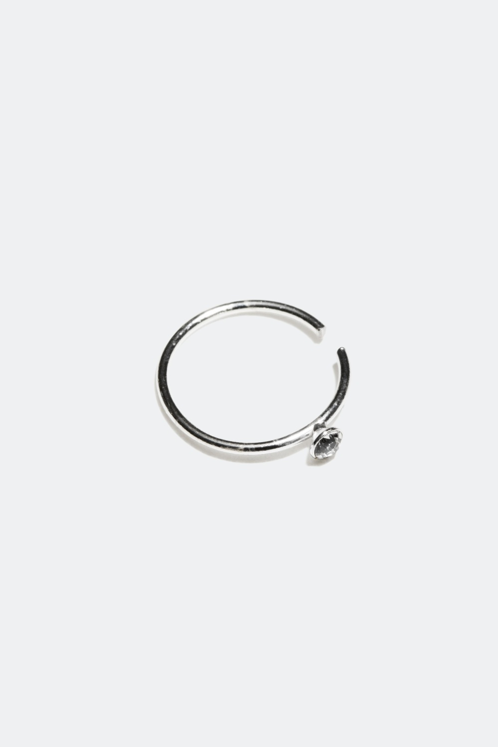 Nesepiercing i ekte sølv, ring med glass stein