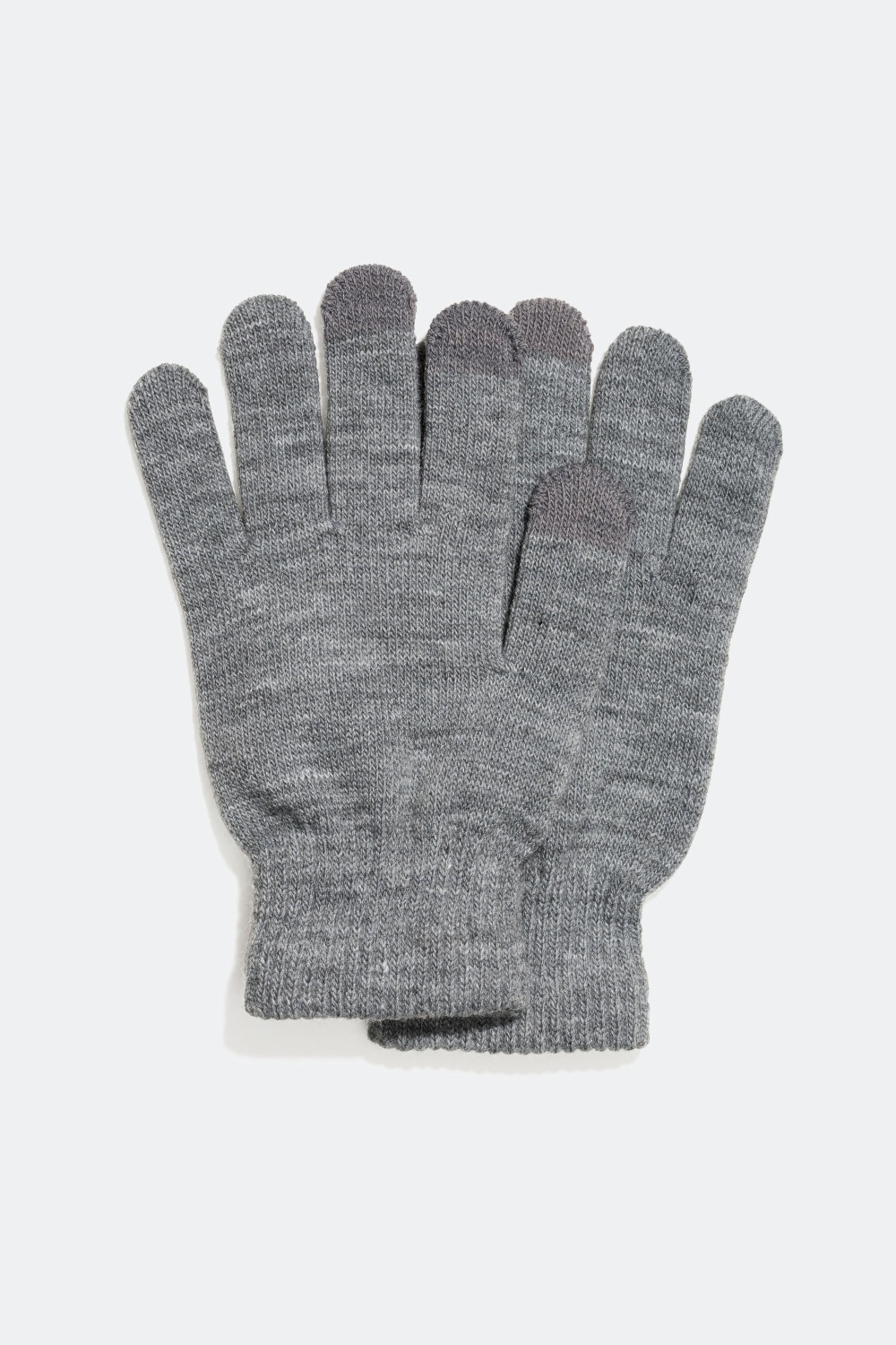 Grå vanter med berøringsfunksjon.