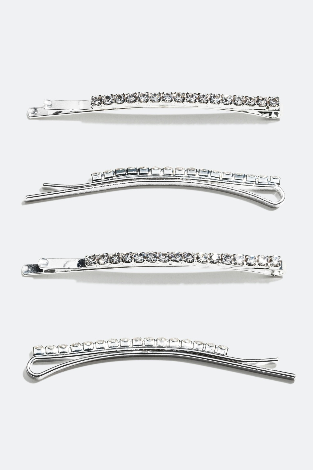 Hårnåler med glassteiner, 4-pk