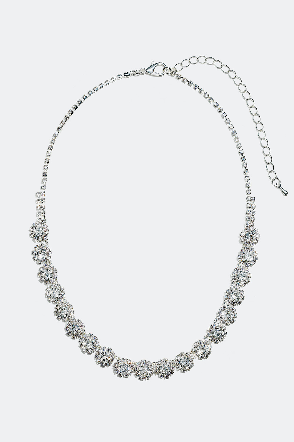 Halskjede med glassteiner i ulike nyanser