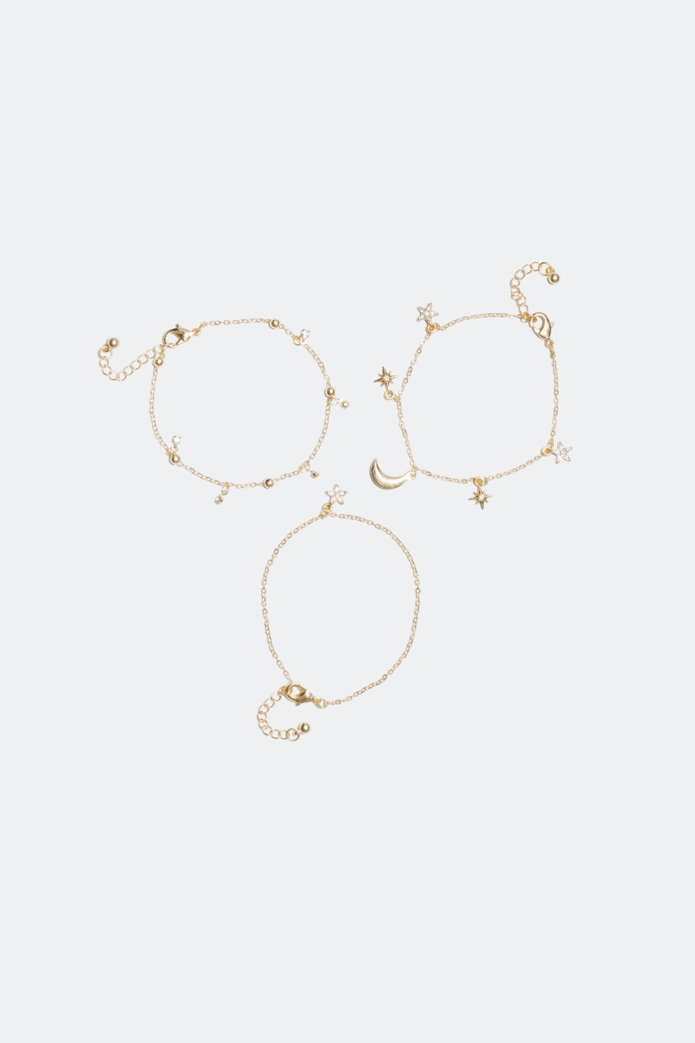 Armbånd med stjerne- og månecharms, 3-pakning